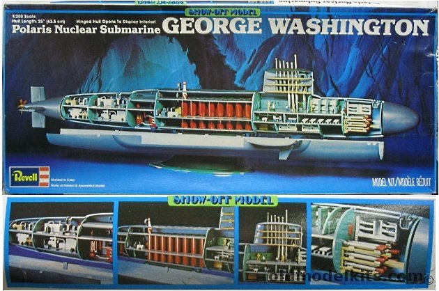 Revell 1/200 George Washington Polaris Nuclear Submarine Cutaway Model with Interior, H521 plastic model kit